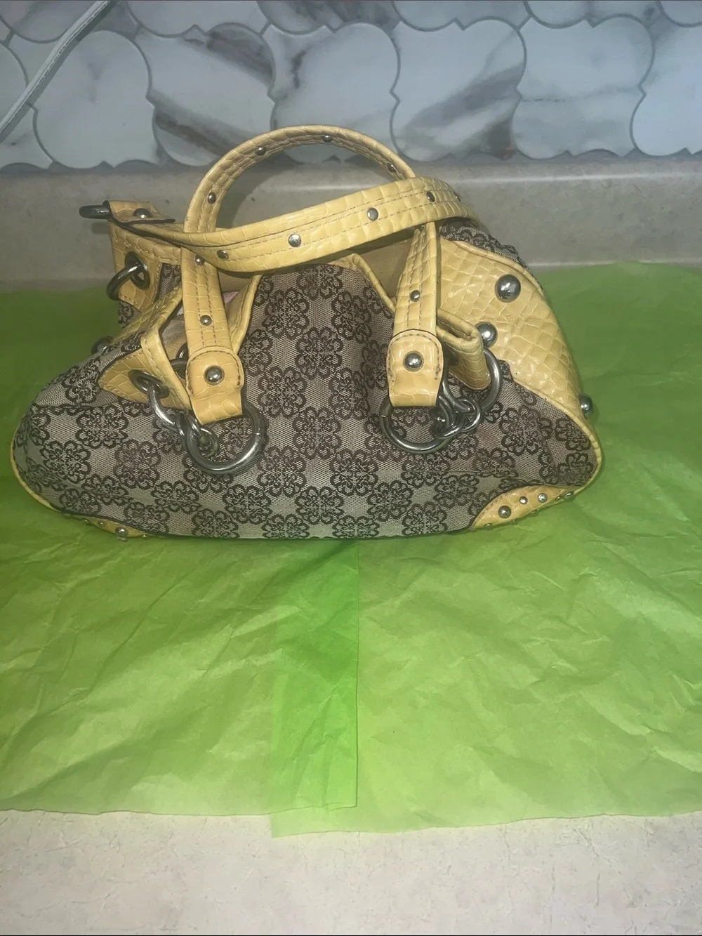 Yellow Kathy Van Zeeland Accent Pattern Print Women's Satchel by